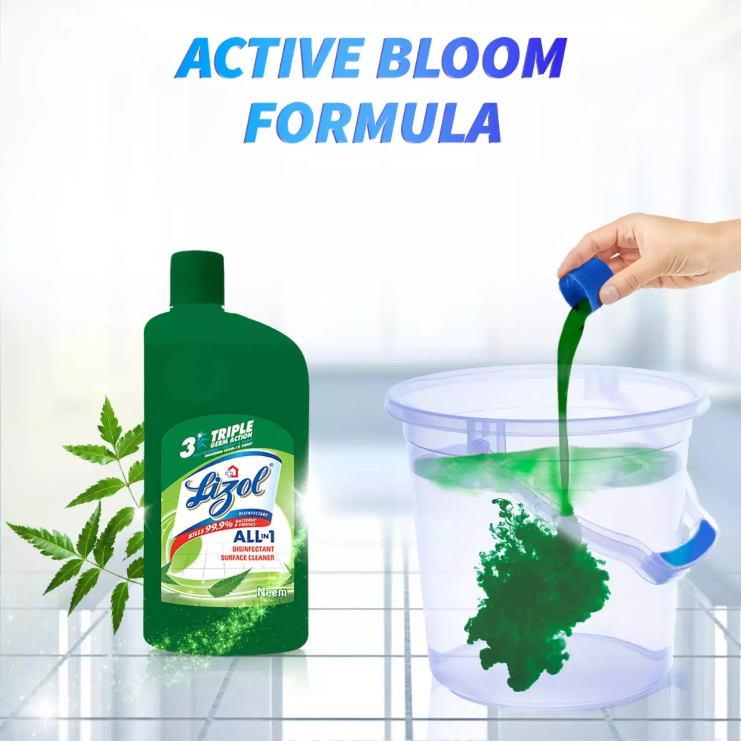 Lizol Disinfectant Floor Cleaner (Neem) - 975Ml