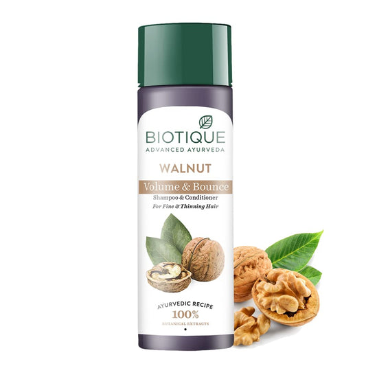 Biotique Bio Walnut Volume and Bounce Shampoo and Conditioner | For Fine and Thinning Hair|  120ml