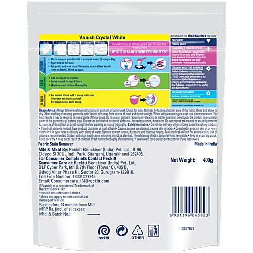 Vanish Oxi Action Crystal White Fabric Whitener, 400 g