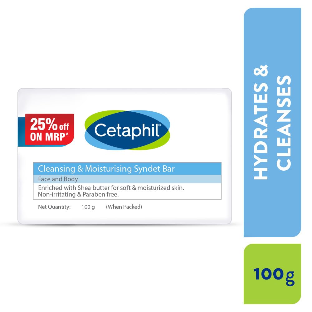 Cetaphil Cleansing & Moisturizing Syndet Bar - 100 gm