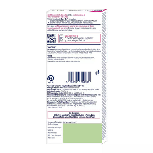 Veet Instant Wax Strips For Dry Skin Box Of 8