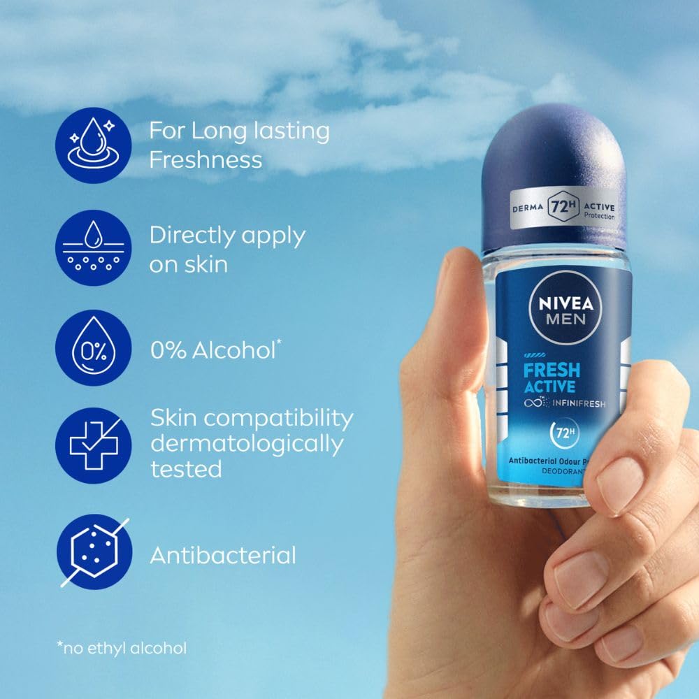 Nivea Men Fresh Active Deo Roll On 48 H Freshness - 50 ml