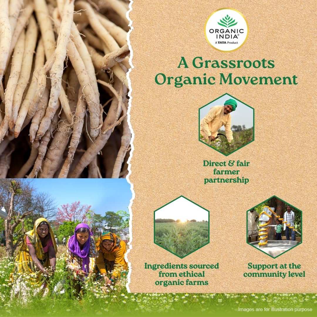 Organic India Shatavari - 60 Veg Capsules, With Plant Based Estrogens, Helps Boosts Health and Vitality For Women Of All Ages & Restore Hormonal Balance, GMP & NPOP Certified Organic