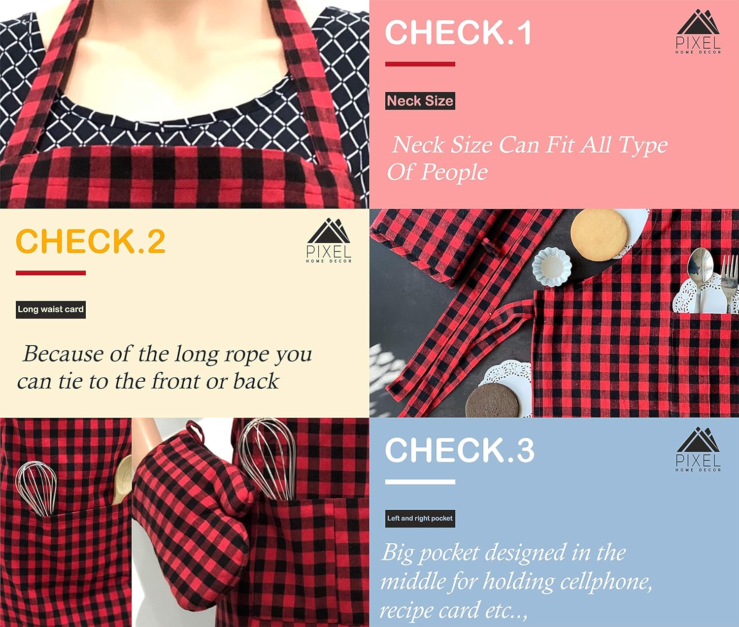 Red And Black Apron With Cap (Multicolour)