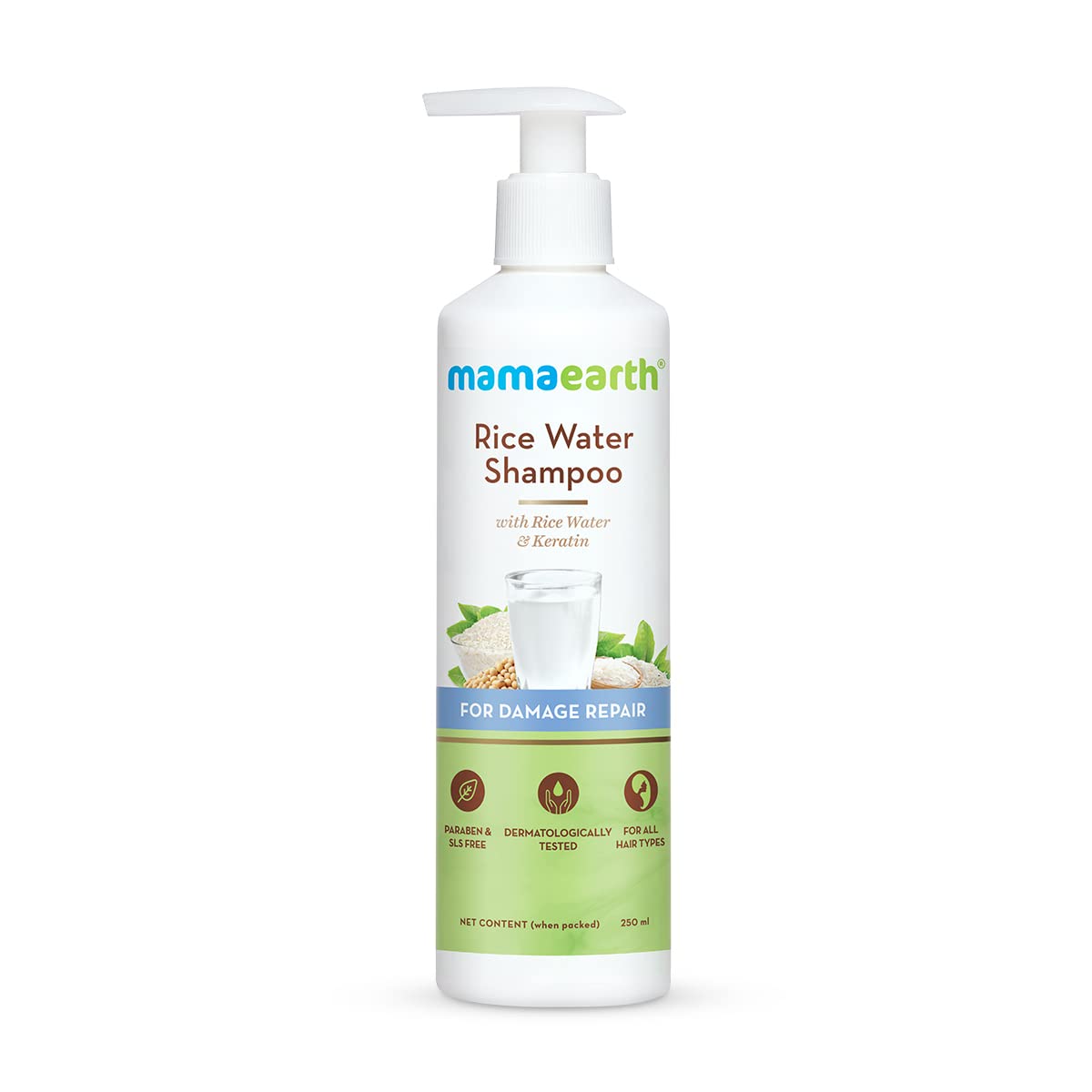 Mamaearth Rice Water Shampoo with Rice Water & Keratin - 250 ml