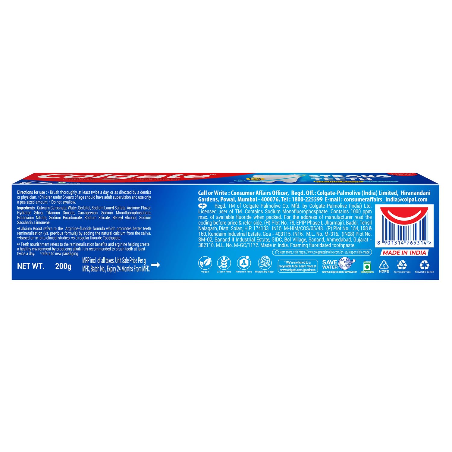 Colgate Strong Teeth Toothpaste with Amino Shakti for Cavity Protection Toothpaste (200 g)