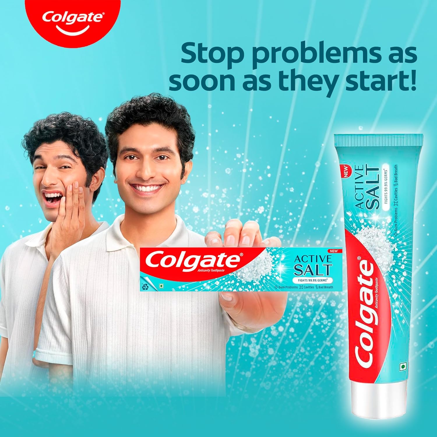 Colgate Active Salt Toothpaste, Germ Fighting Gum Care Toothpaste, 200g