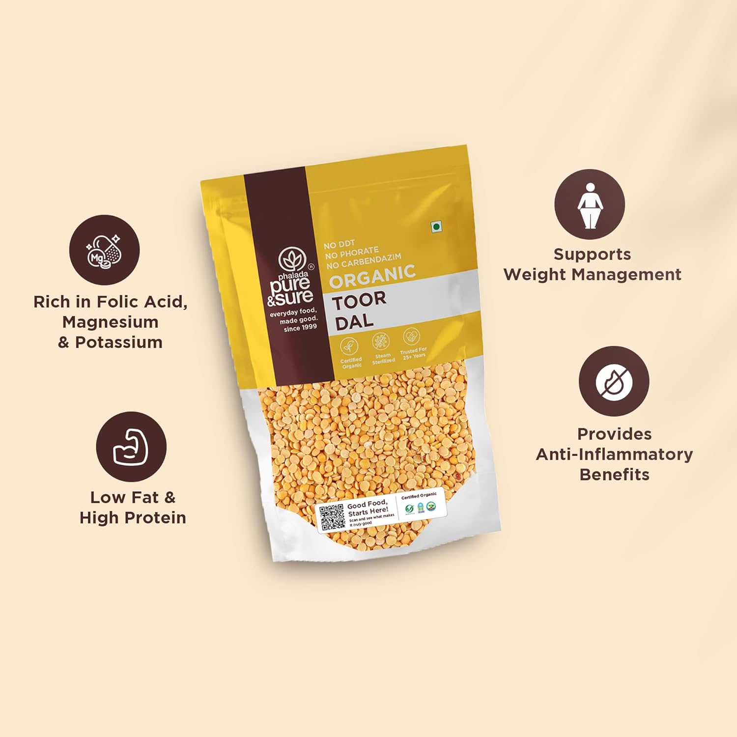 Pure & Sure Organic Toor Dal - 500 gm