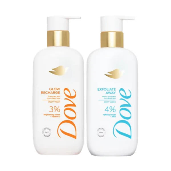 Dove Glow Recharge Exfoliating & Exfoliate Away Serum Body Wash Combo - combo
