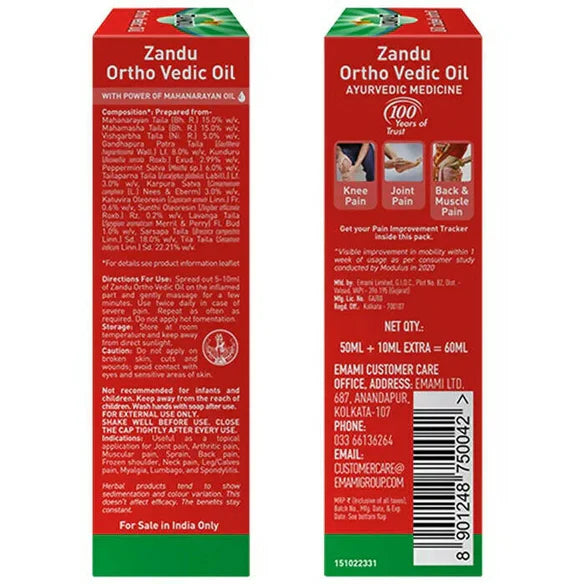 Zandu Ortho Vedic Knee & Joint Pain Oil - 120 ml