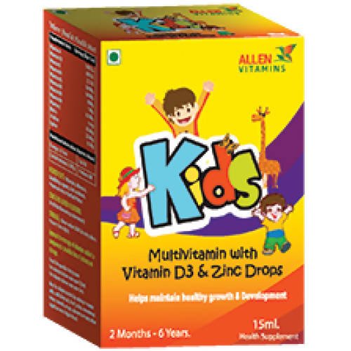 Allen Homeopathy Multi Vitamin With Vitamin D3 & Zinc Drops for Kids - 15 ml