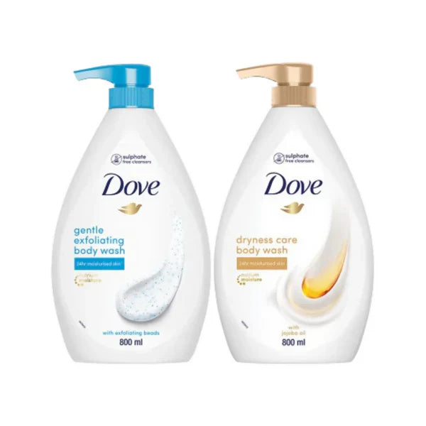 Dove Summer Body Wash Value Pack - Gentle Exfoliating & Dryness Care Combo - combo