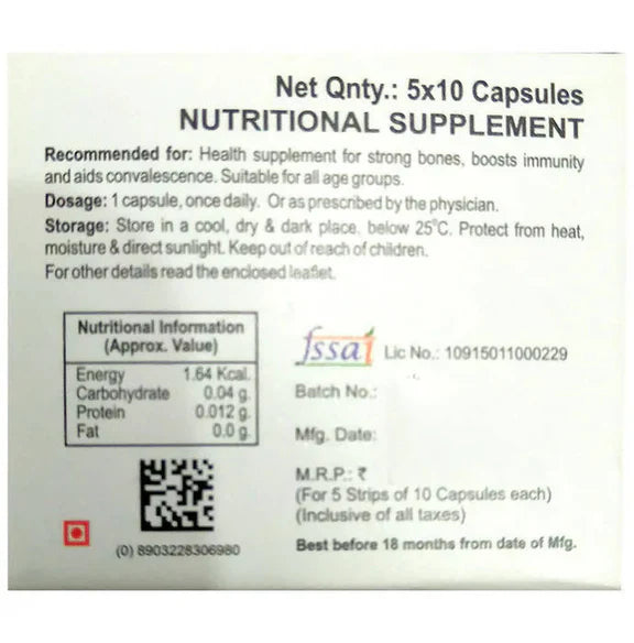 Bakson's Homeopathy Vitamin D Plus Capsules - 50 caps