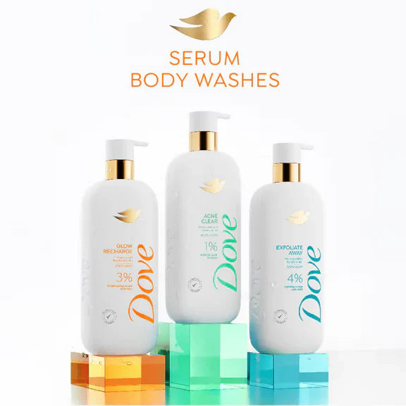 Dove Glow Recharge Exfoliating & Acne Clear Serum Body Wash Combo - combo