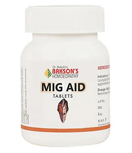 Bakson's Homeopathy Mig Aid Tablets - 75 Tablets