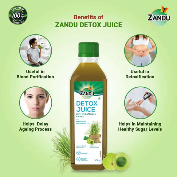 Zandu Detox Juice with Wheatgrass & Amla - 1000 ml