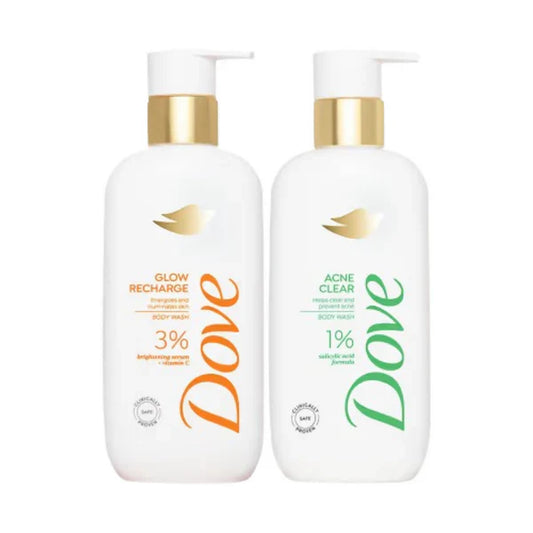 Dove Glow Recharge Exfoliating & Acne Clear Serum Body Wash Combo - combo