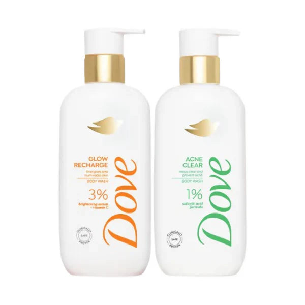 Dove Glow Recharge Exfoliating & Acne Clear Serum Body Wash Combo - combo