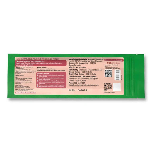 Zandu Feminine Pain Relief Patch - 5 Patches