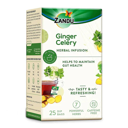 Zandu Ginger Celery Herbal Infusion Tea - Pack of 1 - 25 Tea Bags