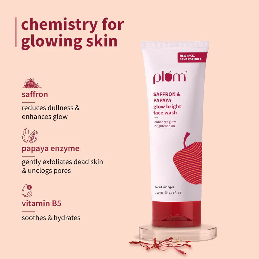 Plum Saffron & Papaya Glow Bright Gel Face Wash and Moisturizer Combo - combo