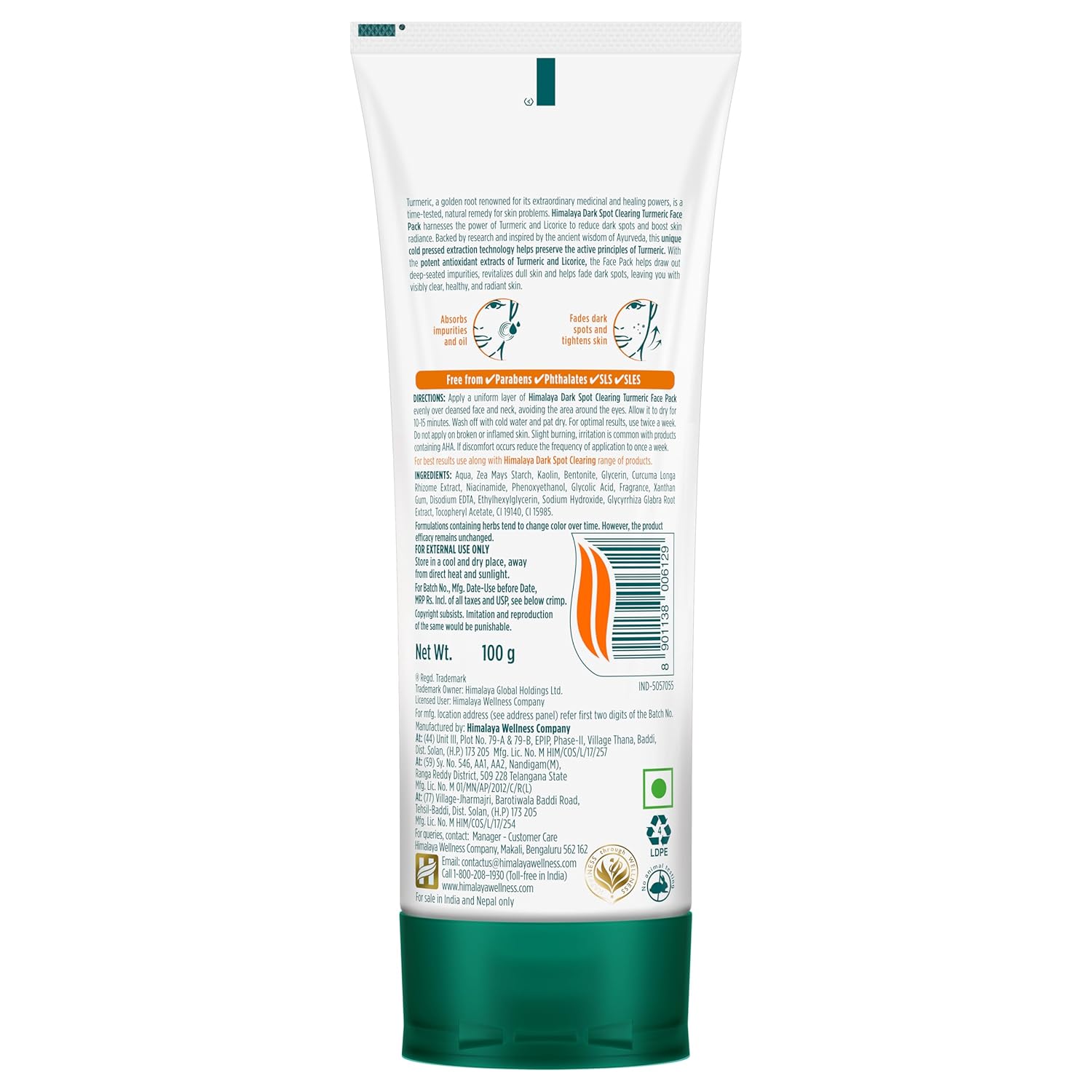 Himalaya Dark Spot Clearing Turmeric Face Pack - 100 gm
