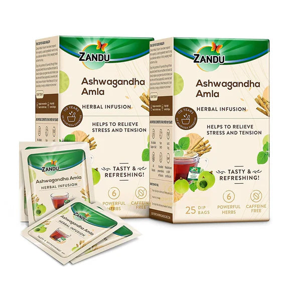 Zandu Ashwagandha Amla Herbal Infusion Tea - Pack of 1 - 25 Tea Bags