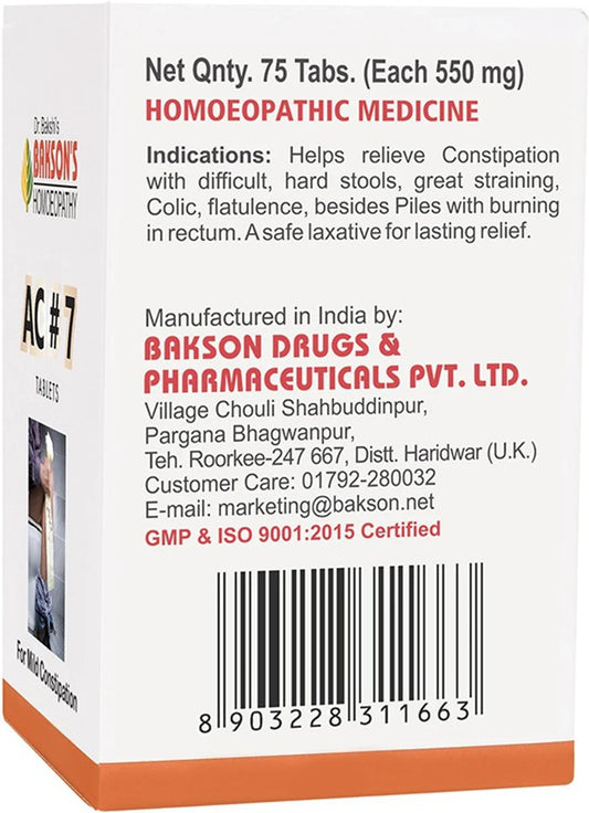 Bakson's AC 7 Tablets - 75 Tabs