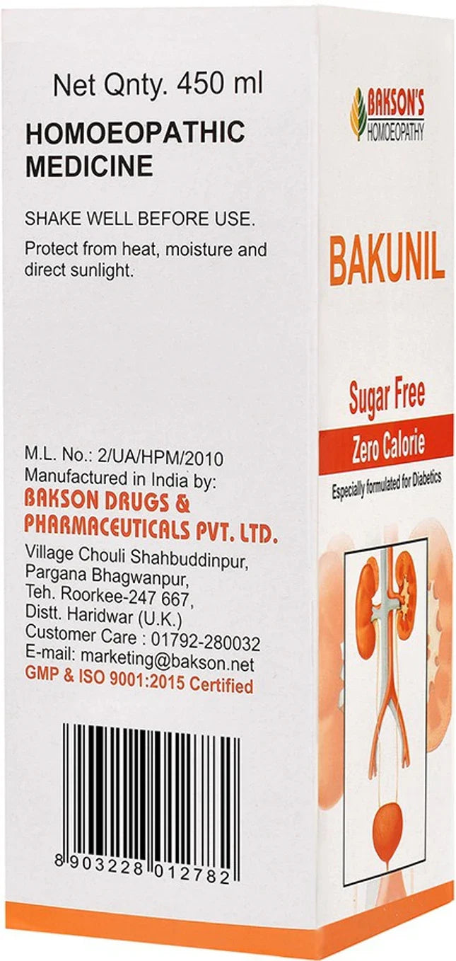 Bakson's Homeopathy Bakunil Syrup (Sugar Free) - 450 ml