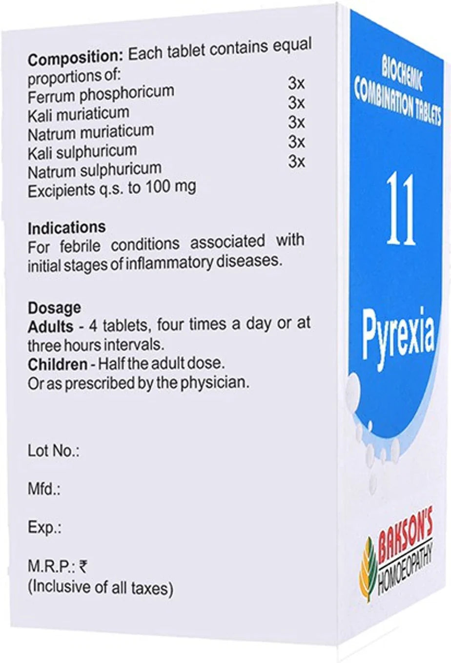 Bakson's Homeopathy Biochemic Combination 11 Tablets - 25 gm