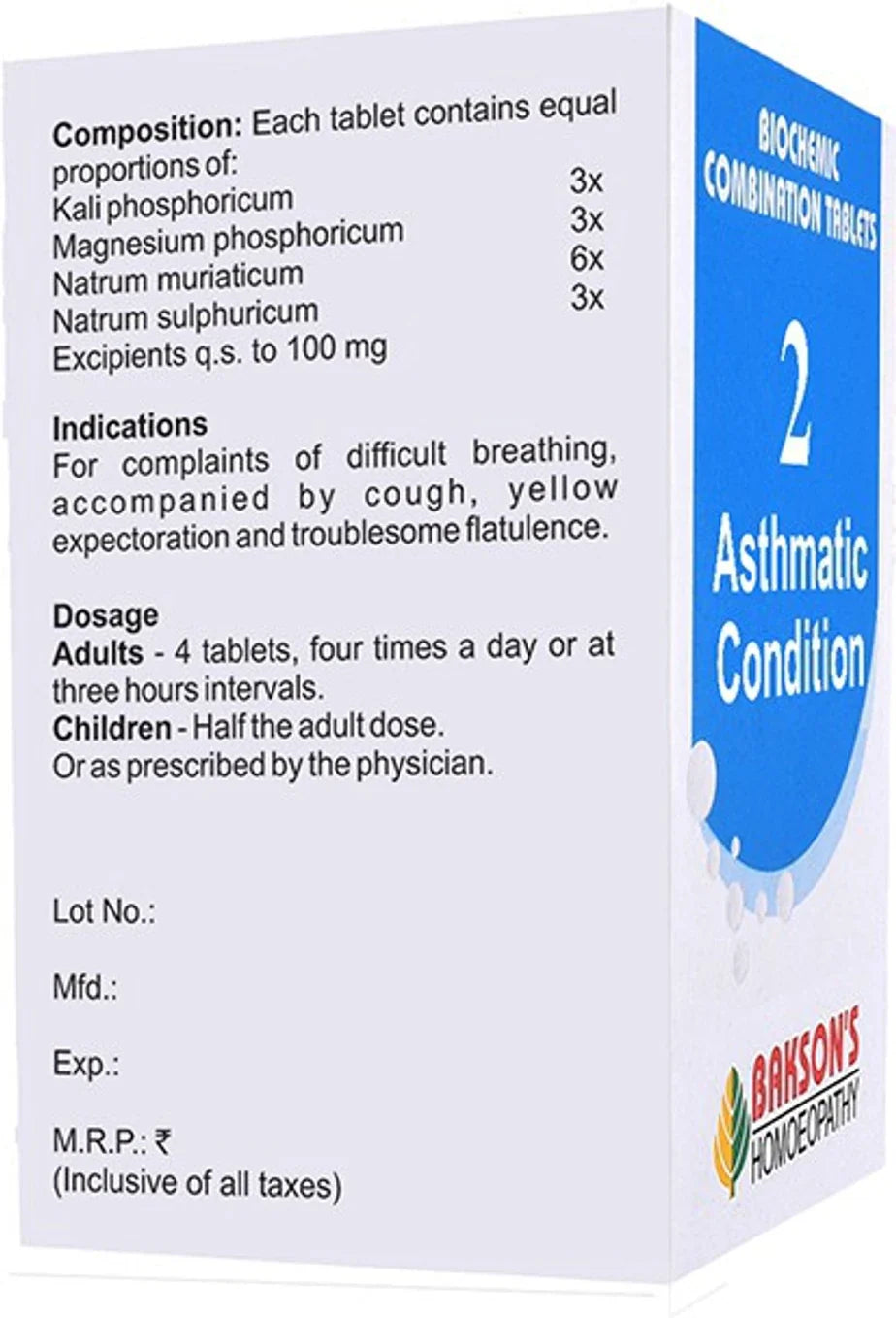 Bakson's Homeopathy Biochemic Combination 2 Tablets - 25 gm