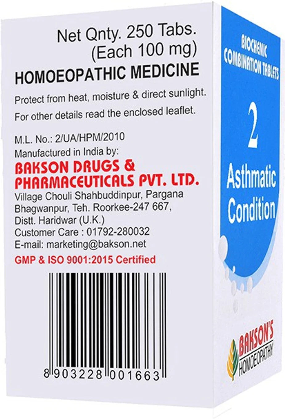 Bakson's Homeopathy Biochemic Combination 2 Tablets - 25 gm