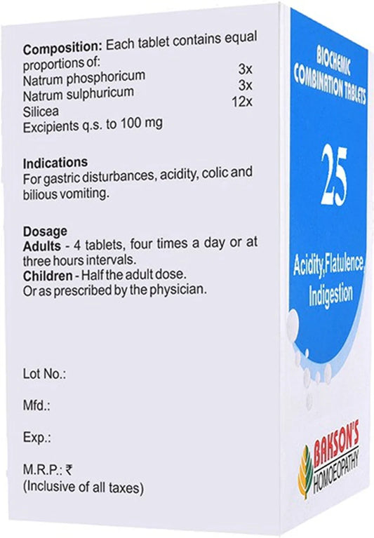 Bakson's Homeopathy Biochemic Combination 25 Tablets - 25 gm