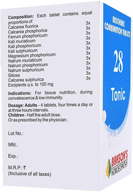Bakson's Homeopathy Biochemic Combination 28 Tablets - 25 gm