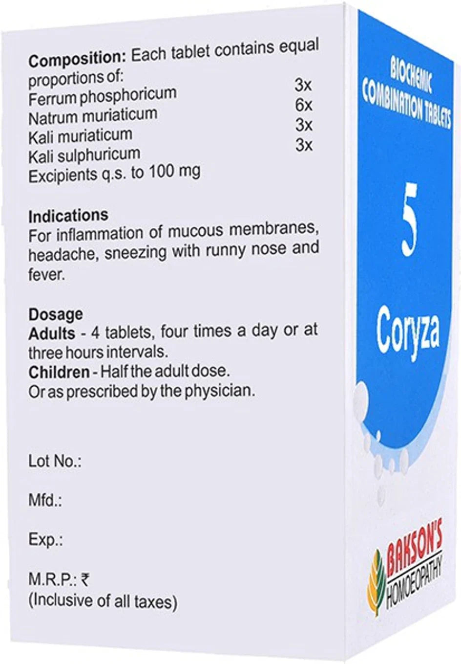 Bakson's Homeopathy Biochemic Combination 5 Tablets - 25 gm
