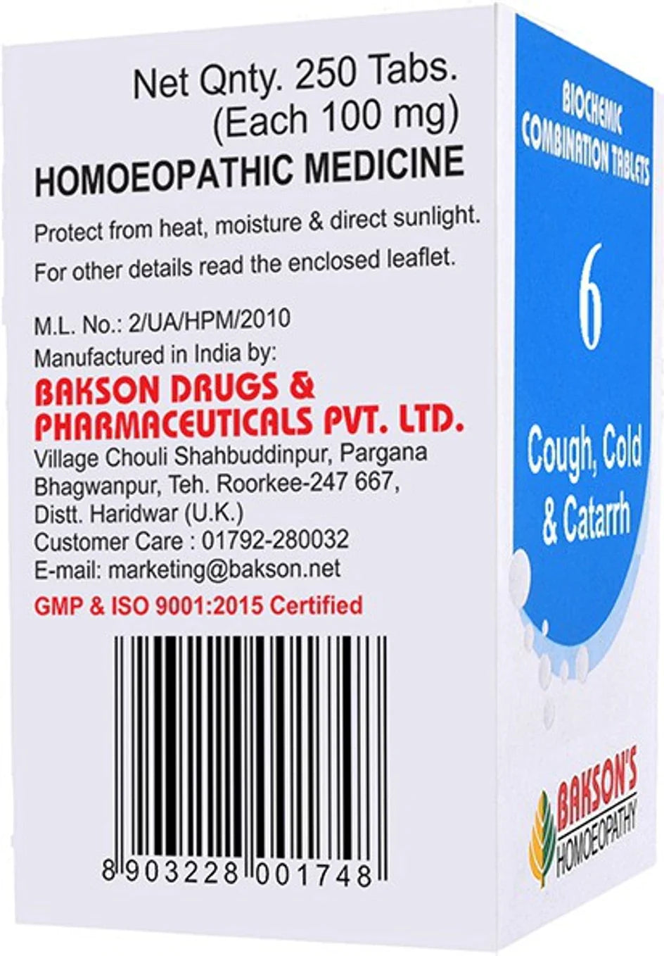 Bakson's Homeopathy Biochemic Combination 6 Tablets - 25 gm