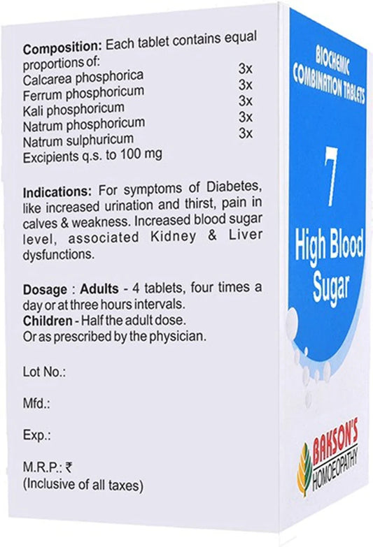 Bakson's Homeopathy Biochemic Combination 7 Tablets - 25 gm