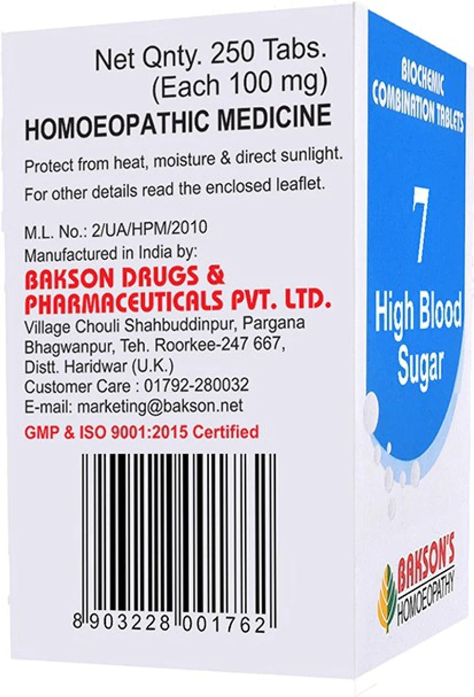Bakson's Homeopathy Biochemic Combination 7 Tablets - 25 gm