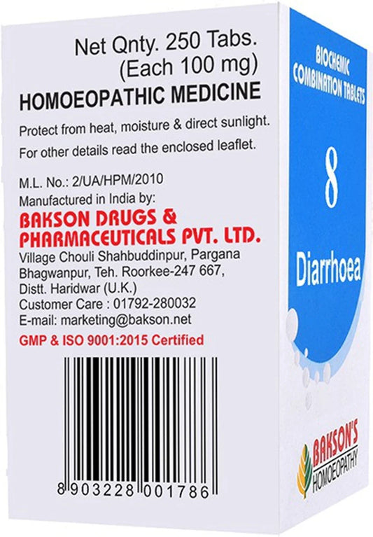 Bakson's Homeopathy Biochemic Combination 8 Tablets - 25 gm