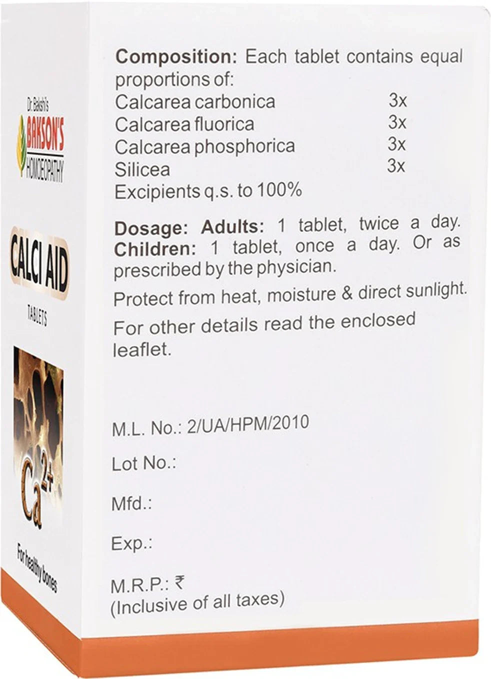 Bakson's Homeopathy Calci Aid Tablets - 75 Tablets