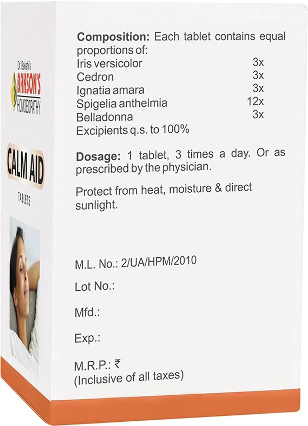 Bakson's Homeopathy Calm Aid Tablets - 75 Tablets