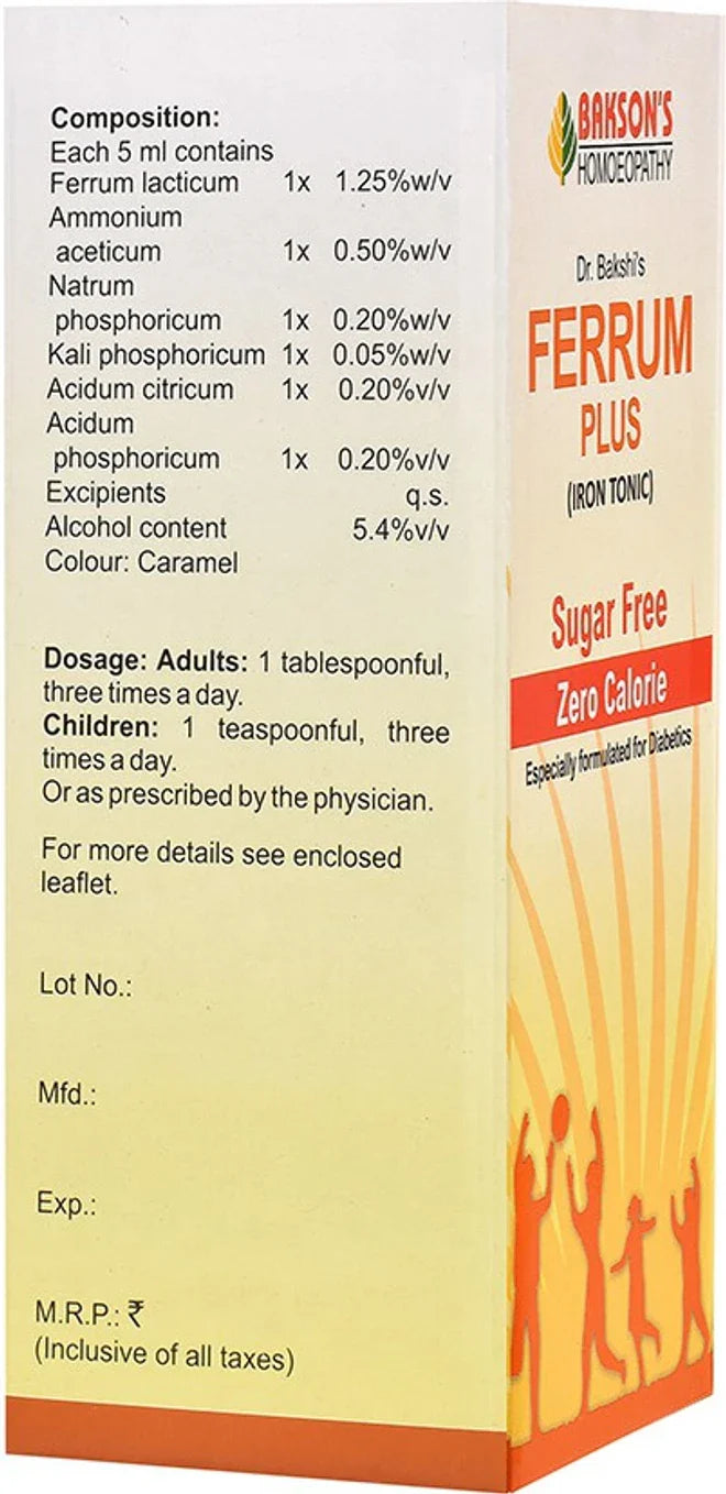 Bakson's Homeopathy Ferrum Plus- Sugar Free - 450 ml
