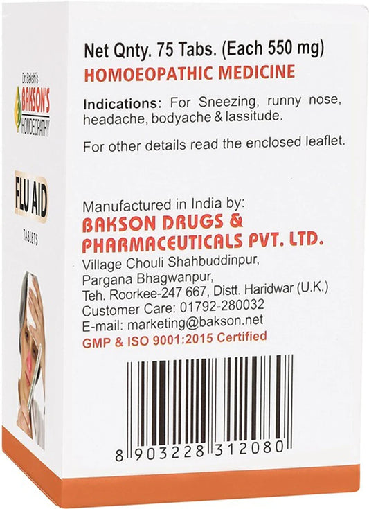 Bakson's Homeopathy Flu Aid Tablets - 75 Tablets
