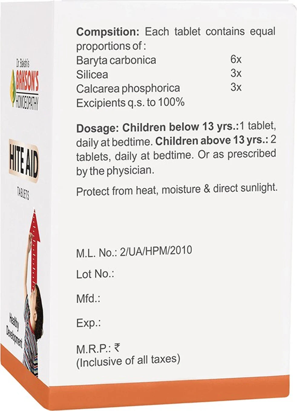 Bakson's Homeopathy Hite Aid Tablets - 75 Tablets