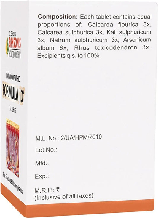 Bakson's Homoeopathic Formula D Tablet - 75 tabs