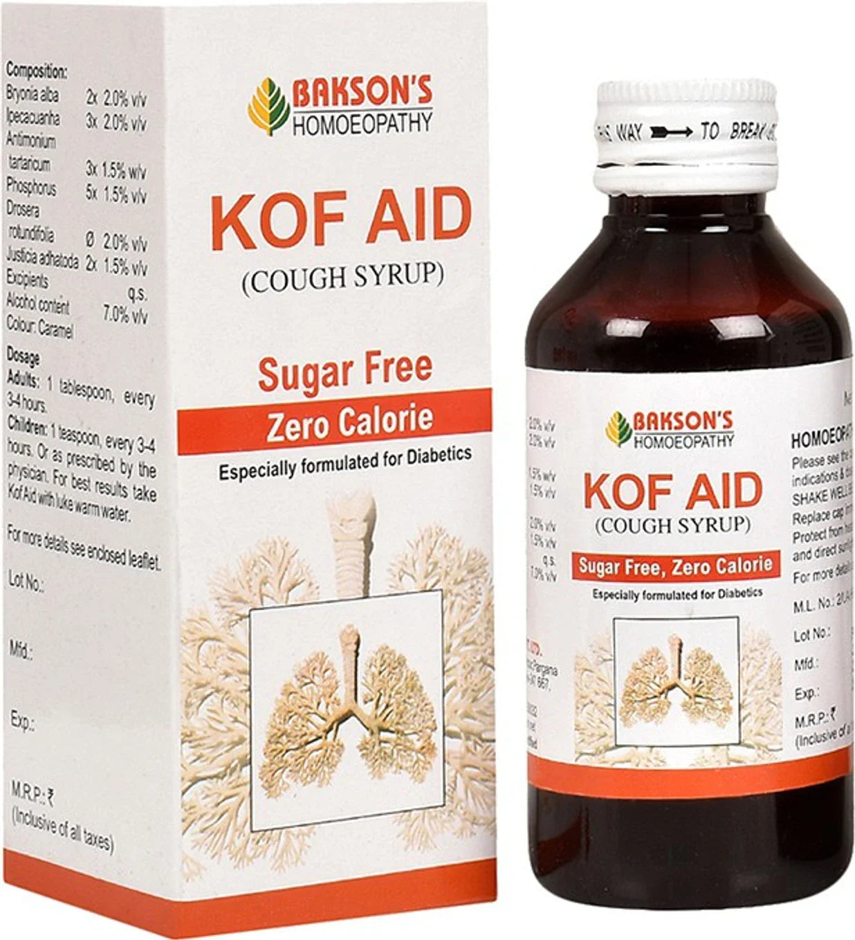 Bakson's Homeopathy Kof Aid Syrup Sugar Free - 115 ml