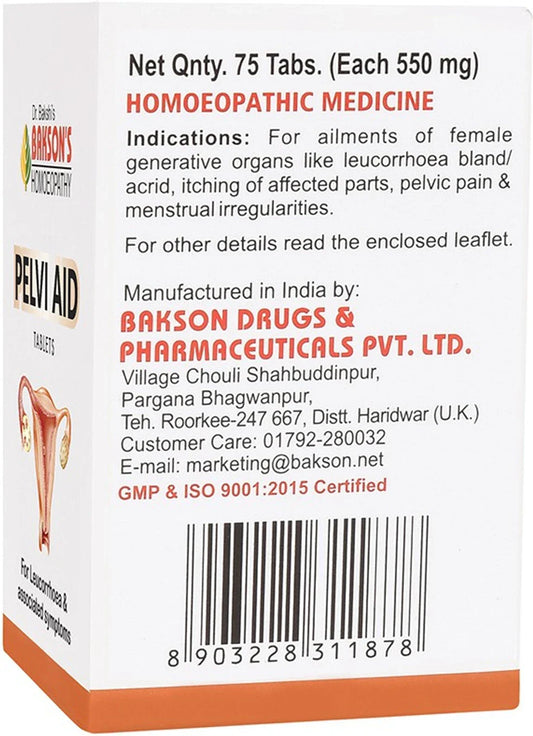 Bakson's Homeopathy Pelvi Aid Tablets - 75 Tablets