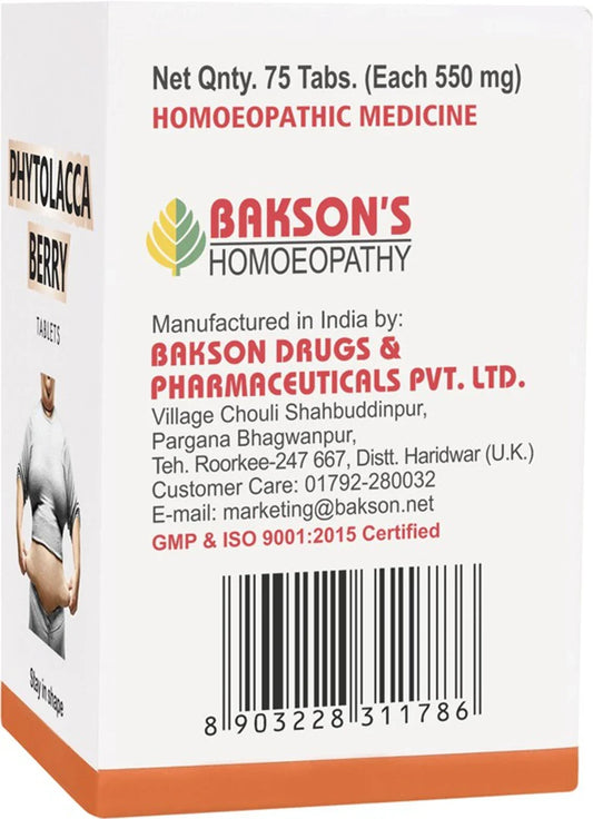 Bakson's Homeopathy Phytolacca Berry Tablets - 75 tabs
