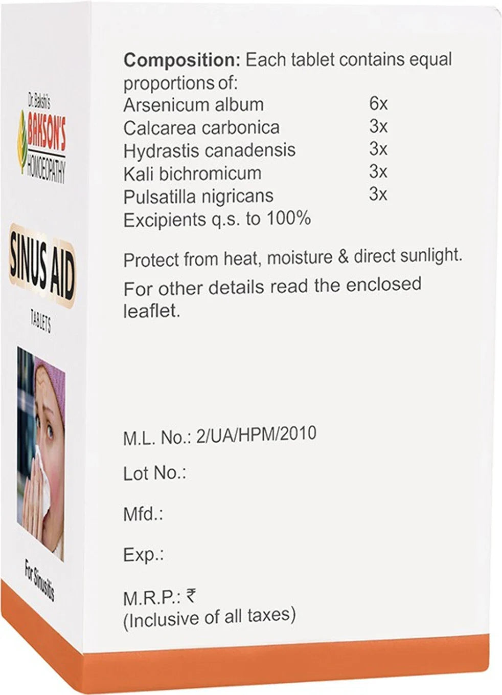 Bakson's Homeopathy Sinus Aid Tablets - 75 Tablets
