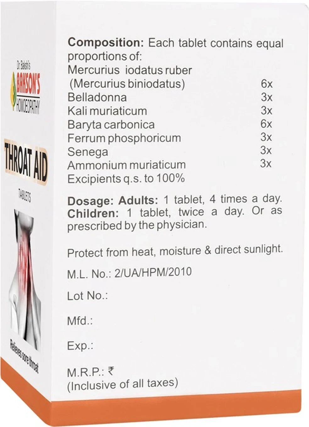 Bakson's Homeopathy Throat Aid Tablets - 75 tabs - Pack of 1